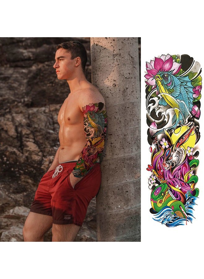 ChurlChurl Temporary Tattoos Sleeves, 12 Sheets (L19“xW7”) Full arm temporary tattoos, Sleeve Tattoos for Men and Women Adult Kids - Image 3
